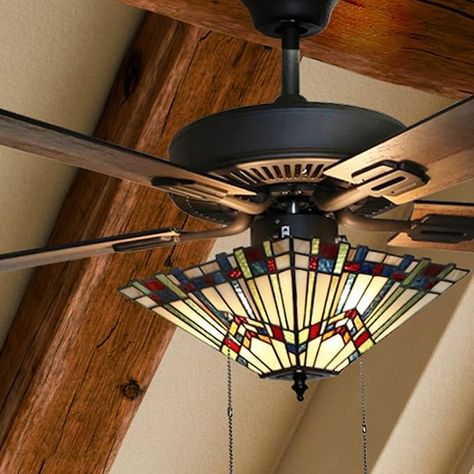 Amazon.com: RIVER OF GOODS 52 Inch Craftsman LED Ceiling Fan with Lights - Tiffany-Style Stained Glass Ceiling Light Fixture - Elegant Chandelier Fans with Lights and Remote : Home & Kitchen Stained Glass Ceiling Fan, Craftsman Ceiling Fans, Chandelier Fans, Craftsman Ceiling, Stained Glass Ceiling, Ceiling Fan Light Fixtures, Chandelier Ceiling Fan, Ceiling Fan With Lights, Chandelier Fan