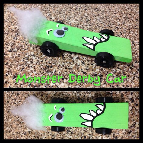 Awana Grand Prix car design Pinewood Derby car Monster car Easy Pinewood Derby Car Ideas, Pine Wood Derby Cars Designs, Derby Crafts, Awana Grand Prix Car Ideas, Pinewood Derby Cars Templates, Big Car Toys, Awana Ideas, Awana Cubbies, Cub Scouts Tiger