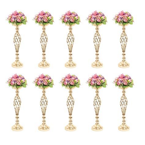 PRICES MAY VARY. 【High-Quality Flower Vase】Wedding vases are made of high quality metal material, these metal vases are rust-proof, strong and stable. Using advanced electroplating technology, the surface of the vase is smoother and shiny, adding a sense of luxury 【Unique and Elegant Design】The decorative vase is designed with a unique hollow twisted, which gives the vase a dynamic and more elegant line, adding color to your home and party events and impressing your guests. The sunlight through Tall Table Centerpieces, Decoration For Wedding Reception, Gold Centerpiece, Birthday Party Home, Gold Candle Holder, Metal Vases, Decoration For Wedding, Gold Centerpieces, Quinceanera Decorations