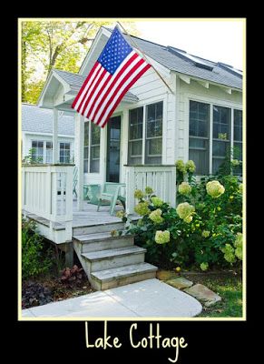 A Joyful Cottage: The Living Large In Small Spaces Series Small Lake Cottage, Small Beach Cottages, Small Lake Houses, Turquoise Paint, Cottage Porch, Southern Cottage, Magazine Feature, Cottage Lake, House Of Turquoise