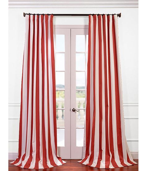 Printed Cotton Curtain, Modern Style Bedroom, Half Price Drapes, Dining Room Windows, Tab Curtains, Striped Room, Striped Curtains, Lush Decor, Red Curtains