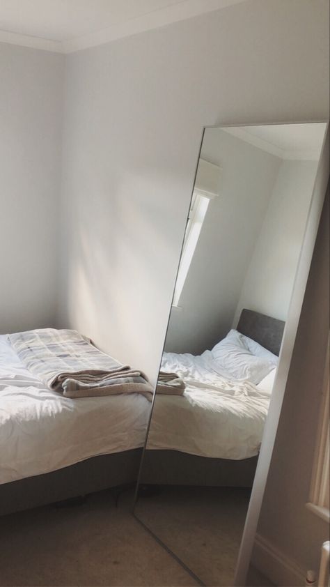 Ikea Hovet Mirror Bedroom, Hovet Mirror Bedroom, Ikea Big Mirror, Hovet Ikea Mirror, Big Body Mirror, Big Mirror Bedroom, Mirror In Bedroom Aesthetic, Ikea Full Length Mirror, Ikea Hovet Mirror