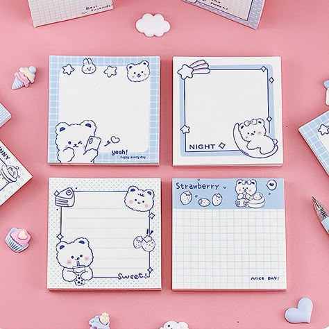 Memo Pad Design Kawaii, Sticky Notes Ideas, Cute Sticky Notes, Memo Pad Design, Note Pad Design, Stick Notes, Memo Notepad, Note Memo, Notes Ideas