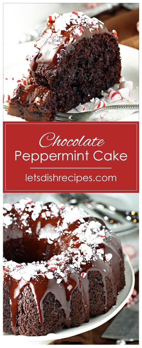 Chocolate Peppermint Bundt Cake Recipe--This decadent chocolate peppermint dessert starts with a boxed caked mix, which means it is so easy, but so impressive! #cake #chocolate #peppermint #christmas #desserts Chocolate Peppermint Bundt Cake, Peppermint Bundt Cake, Christmas Bundt Cake, Chocolate Peppermint Cake, Peppermint Crunch, Peppermint Dessert, Peppermint Cake, Chocolate Bundt, Peppermint Hot Chocolate