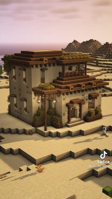 Minecraft Desert House, Minecraft Desert, Construction Minecraft, Minecraft Building Guide, Case Minecraft, Rumah Minecraft Sederhana, Minecraft Mansion, Minecraft Structures, Bangunan Minecraft