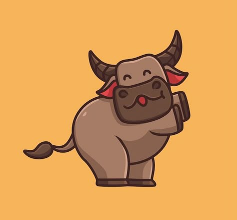 Buffalo Illustration, Buffalo Cartoon, Dance Cartoon, Cute Buffalo, Animal Nature, Happy Dance, Art Toy, Fashion Flats, Cartoon Animals