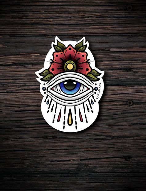 Evil Eye Sticker, All Seeing Eye Tattoo, Custom Car Stickers, Evil Eye Tattoo, Bottle Tattoo, Handmade Evil Eye, Old School Tattoo Designs, Eye Stickers, Seeing Eye