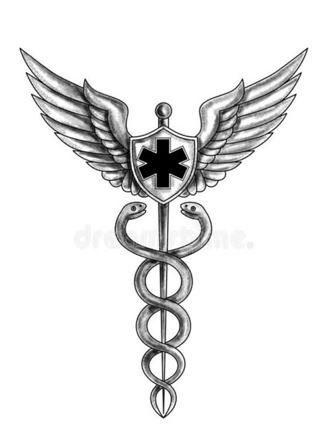 Staff Of Caduceus Tattoo, Tattoos For Paramedics, Small Ems Tattoos, Flight Nurse Tattoo, Emergency Medicine Tattoo, Ems Tattoo Ideas, Er Nurse Tattoo, Ems Tattoos Female, Medicine Tattoo Ideas