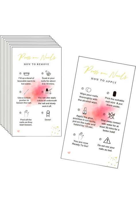 Press on Nail Instructions Cards 100pcs 2 x 3.4 Inch Artificial Nail Aftercare Business Card Application Small Business Packaging Supplies Nail Aftercare, Nail Tech School, Business Nails, Nail Techniques, Packaging Ideas Business, Small Business Packaging Ideas, Business Packaging, Small Business Packaging, Womens Nails