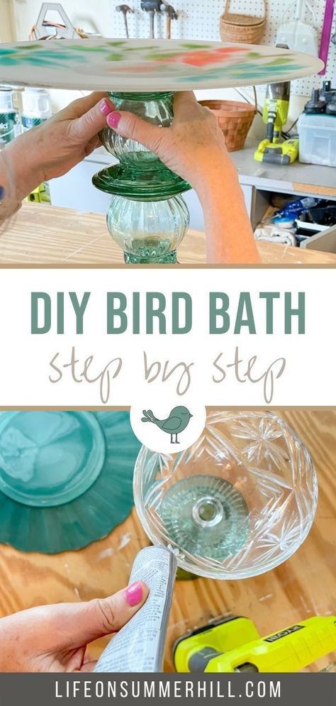 Diy Birdbath Ideas How To Make, How To Make Bird Bath, Painted Birdbath, Diy Birdbaths, Diy Bird Bath Ideas How To Make, Homemade Bird Baths, Bird Bath Diy Homemade, Clay Pot Bird Bath Diy Projects, Birdbaths Diy Homemade