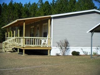 Butterfly Musings: Building a mobile home porch. Porch On Double Wide, Manufactured Home Porch Ideas, Home Porch Ideas, Mobile Home Porches, Mobile Home Deck, Manufactured Home Porch, Double Wide Home, Mobile Home Exteriors, Mobile Home Makeovers