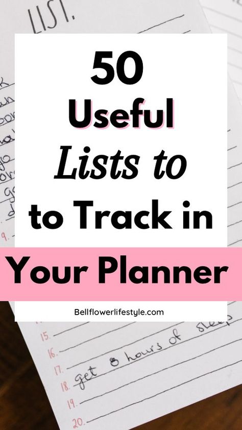 A planner can be a lifesaver in helping you track essential list! Here are 50 useful Lists ideas to include in your planner to track | planner lists ideas | planner lists | lists to make | lists to organize your life | These planner lists will help you get organized. | organized life with planner lists | planner tips and guide Happy Planner Free Printable, Planner Lists, Essential List, Planning Life, Lists Ideas, Life Planner Organization, Morning Basket, Happy Planners, Shopping List Planner