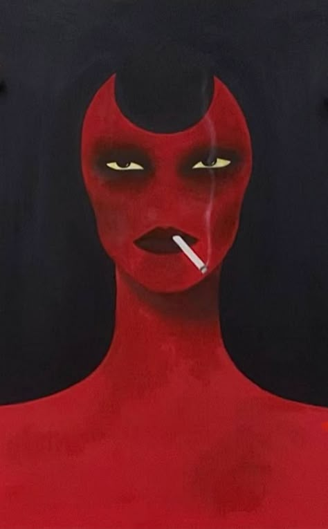 The Other Woman Art, Abstract Halloween Art, Easy Surrealism Art, Canvas Painting Ideas Dark, Red Drawings Aesthetic, Horror Watercolor, Background Painting Ideas, Devil Painting, Demon Painting