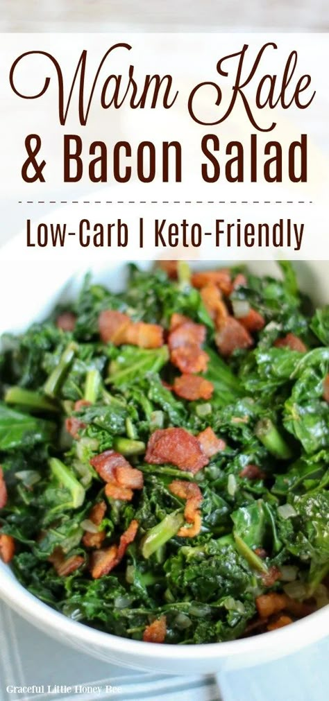 Kale And Bacon Recipes, Fish And Kale Recipes, Kale Side Dish Recipes, Baby Kale Salad, Bacon Kale, Delicious Veggies, Keto Side, Low Carb Low Fat Recipes, Kale Salad Recipes