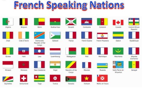 List Of Countries With French As An Official Language & Places That Speak French - Sea France Holidays Language Facts, French Display, French Speaking Countries, Francophone Countries, French Alphabet, French Speaking, French Stuff, Study French, Countries And Flags