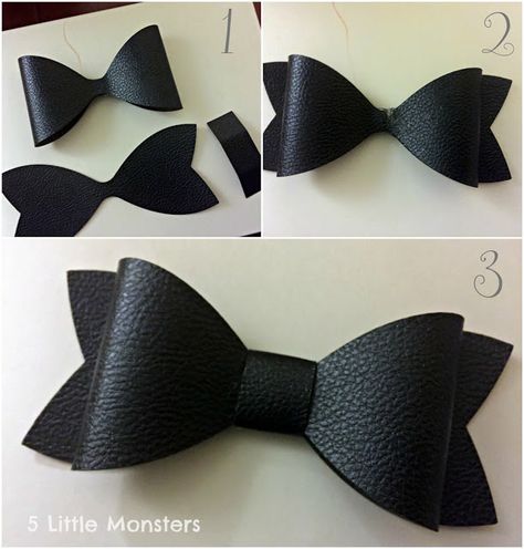 5 Little Monsters: Faux Leather Hair Bows Free Faux Leather Bow Template, Faux Leather Bow Template, Leather Bow Template, Faux Leather Hair Bows, Diy Leather Bows, Leather Hair Bows, Hair Bow Tutorial, Bow Template, Diy Bows