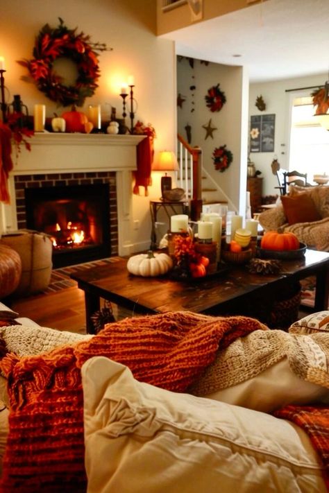 Looking for ways to make your home cozy and festive this autumn? Explore our curated fall decor ideas! From rustic touches to modern accents, we've got everything you need to transform your space into an autumnal haven. Fall Living Room Ideas, Cozy Fall Living Room, Fall Apartment Decor, Fall Living Room Decor, Estilo Shabby Chic, Fall Living Room, Cozy Fall Decor, Fall Decor Inspiration, Warm Decor