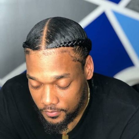 Men 2 Cornrow Hairstyles, Two Braids On Men, 2 Braids Hairstyles For Men, Two Stitch Braids Men, French Braids Men Black, Two French Braids Men, French Braid Mens Hair, Two Braids Men Black, Men’s 2 Braids