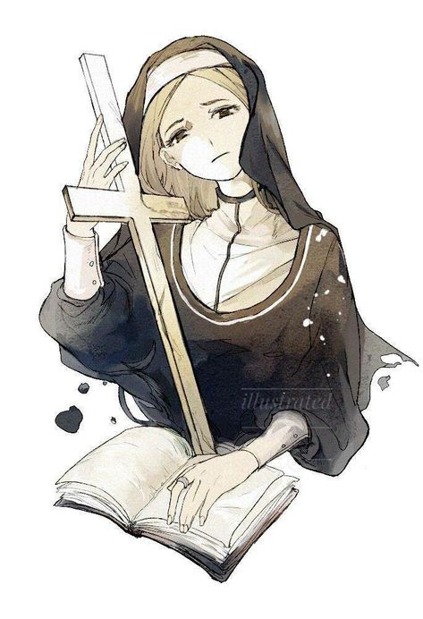 Fantasy Nun Art, Fantasy Nun, Nun Character Design, Nun Fanart, Nun Drawing, Nun Design, Anime Nun, Nun Art, Beauty In Art