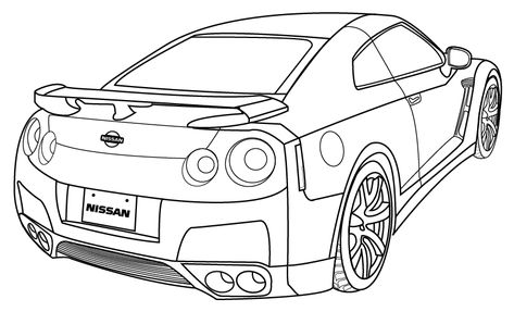 Rx7 Drawing Easy, Gtr Sketch, Gtr R35 Drawing, Nissan Gtr Sketch, Nissan Gtr R35 Drawing, Nissan Gtr Drawing, Honda Coloring Pages, Jdm Coloring Pages, Gtr Coloring Pages