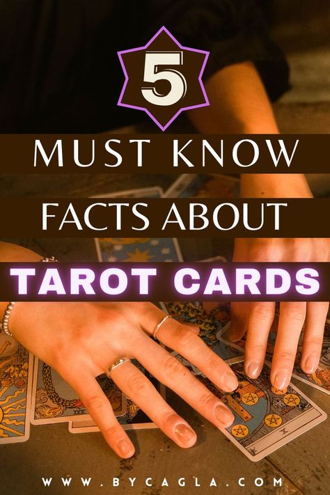 The pin says 5 Must Know Facts About Tarot Cards History Of Tarot Cards, Tarot Cards For Beginners, Tarot Book, Tarot Learning, Tarot Card Meanings, Historical Facts, Tarot Spreads, Interesting Facts, Tarot Card