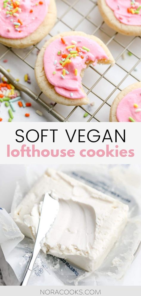 Lofthouse Cookies, Vegan Sugar Cookies, Vegan Baking Recipes, Plant Based Desserts, Vegan Cookies Recipes, Vegan Sour Cream, Vegan Bakery, Soft Sugar, Vegan Sugar