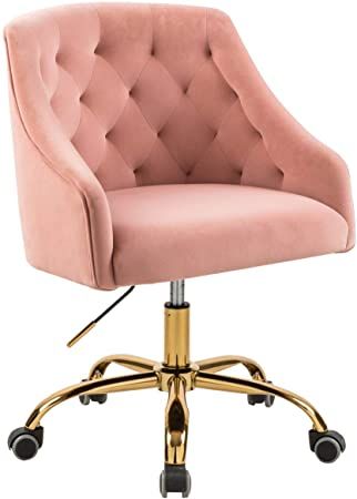 Fiximaster Light Computer Chair 360 Degree Rotating Height Adjustable Armrest Reception Chair Padded Dressing Chair for Home Office Beautiful Pink with Gold Frame for Girls 6030S Rose Pink: Amazon.co.uk: Kitchen & Home Dorm Desk Chair, Gold Office Chair, Pink Desk Chair, Hamptons Modern, Fancy Chair, Dorm Desk, Velvet Office Chair, Chair Design Modern, Office Desk Chairs