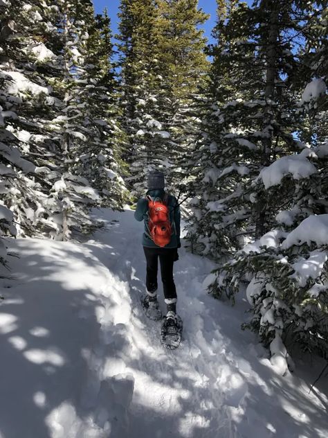 Winter hiking and snowshoe trails in Colorado from 1-6 miles Snow Shoeing Aesthetic, Snowshoeing Aesthetic, Winter Lifestyle, Manifest Board, Snow Hiking, Arapahoe Basin, Cabin Vibes, Winter Pics, Country Gal