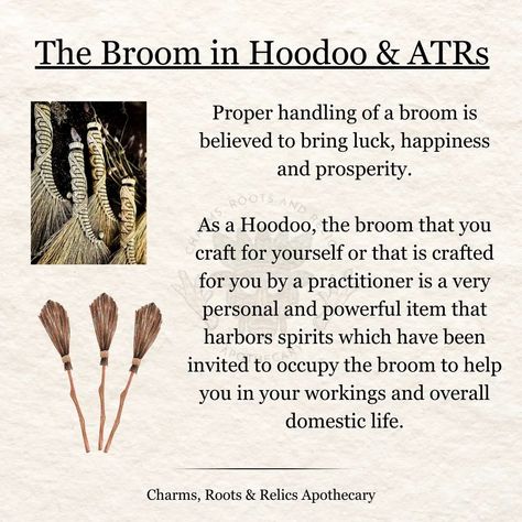 Significance of the broom in Hoodoo and ATRs Few household tools have as much magickal lore and mysticism attached to them as the broom. • • • #hoodoo #hoodoopractitioner #hoodoogurus #spellwork #spellworker #layingtricks #orishas #divination #ancestralveneration #alchemy #medicinewoman #africantraditionalreligion #atr #conjurewoman #conjure #conjurer #fyp Hoodoo For Beginners, Hoodoo Symbols, Hoodoo Protection, Folk Witchcraft, Hoodoo Conjure Rootwork, Hoodoo Rootwork, Hearth Witch, Conjure Woman, Shadow Book