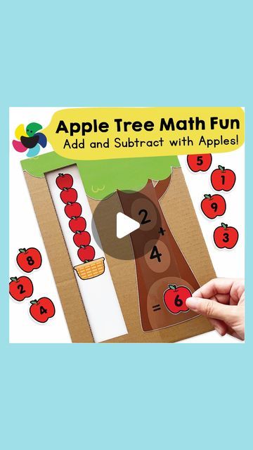 Addition Subtraction Activities, Diy Math Games For Kids, Teaching Aids Ideas Activities, Easy Addition Games, Addition Teaching Aids, Apple Addition, Apple Tree Math Activity, Teaching Addition, Subtraction Activities