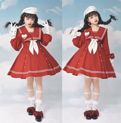 MaoJianHe -The Sweet Sailor Maiden- Sailor Lolita Beret and Gloves Sailor Clothes, Anthy Himemiya, Outfit Themes, Women Reference, Sailor Theme, Magic Clothes, Nautical Outfits, Op Dress, Lolita Outfits