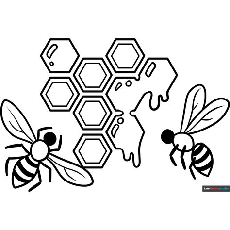 Free Honeycomb Coloring Page for Kids Honeycomb Drawing, Insect Coloring Pages, Spider Coloring Page, Bug Coloring Pages, Easy Drawing Guides, Free Printable Coloring Sheets, Bee Coloring Pages, Drawing Guides, Cartoon Butterfly