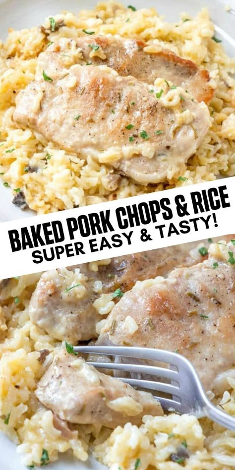 Baked Pork Chops And Rice, Rice Pork, Pork Chop Casserole, Pork Chops And Rice, Boneless Pork Chop Recipes, Pork Chop Recipes Crockpot, Easy Pork Chops, Pork Chop Recipes Baked, Easy Pork Chop Recipes