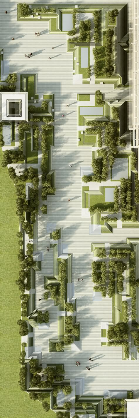 Magic Breeze Landscape / Facade Design on Behance Ecology Design, Urban Landscape Design, Residential Development, Landscape Plan, Landscape Architecture Design, Landscape Designs, Green Architecture, Landscape Plans, Traditional Landscape