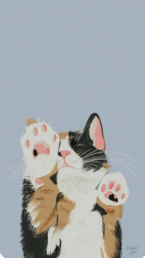 Calico Cats Wallpaper, Cat Paws Illustration, Calico Illustration, Cat Paw Illustration, Calico Cat Wallpaper, Calico Cat Illustration, Calico Cat Drawing, Paw Aesthetic, Calico Cat Painting