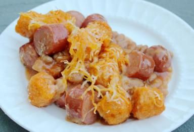 Hot Dog Tater Tot Casserole: Hot Dog Tater Tot Casserole Hot Dog Tater Tot Casserole, Sweet Potato Tater Tots, Bacon Cheese Fries, Tater Tot Recipes, Freeze Sweet Potatoes, Tater Tot Casserole Recipes, Tot Casserole, Tater Tot Casserole, Hot Dog Recipes