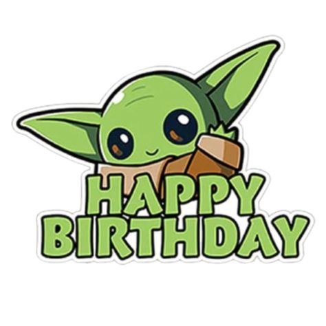 Baby Yoda Themed Birthday Party, Baby Yoda Dibujo, Yoda Happy Birthday, Mandalorian Birthday, Yoda Cake Topper, Baby Yoda Birthday, Star Wars Happy Birthday, Baby Joda, Yoda Birthday