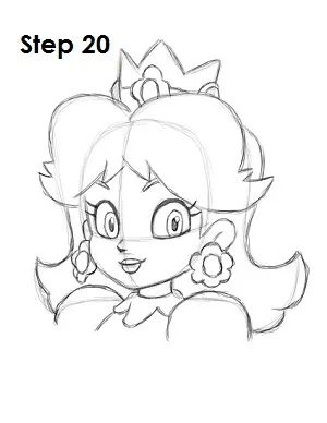 Draw Princess Daisy Step 20 Daisy Coloring Pages, How To Draw Princess, Daisy Drawing, Disney Drawings Sketches, Disney Princess Coloring Pages, Daisy Art, Princess Daisy, Art Sketches Doodles, Drawing Cartoon Characters