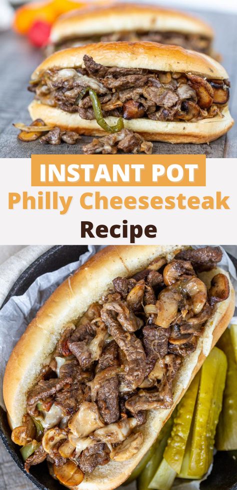 Crock Pot Steak Sandwich Recipes, Instant Pot Steak Sandwich Recipes, Instapot Sandwich Recipes, Instant Pot Steak Sandwiches, Instapot Philly Cheesesteak, Philly Cheese Steak Instapot, Pressure Cooker Philly Cheese Steak, Instant Pot Cheesesteak, Instant Pot Steak Recipes Easy