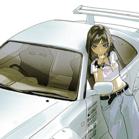 Cars With Anime Characters, Anime Car Aesthetic, Vinne Art, Jdm Art, Skyline Nissan, Car Engineering, Car Icon, Comic Book Layout, Cartoon World