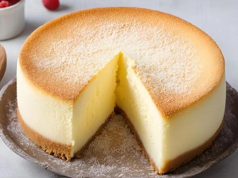 Japanese Cotton Cheesecake: A Fluffy Delight - NewsBreak Japanese Cotton Cheesecake Recipe, Cotton Cheesecake Recipe, Souffle Cheesecake, Japanese Cotton Cheesecake, Cotton Cheesecake, Red Velvet Whoopie Pies, Vanilla Ice Cream Recipe, Homemade Custard, Japanese Cheesecake