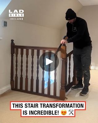 Revamping vintage stairs with sleek oak and glass design | From drab to fab! This staircase transformation is pure magic ⚒️ | By LADbible IrelandFacebook Staircase Transformation, Vintage Stairs, Oak Staircase, Hall Entrance, Lad Bible, Hall Decor, Building Ideas, Fixer Upper, Glass Design