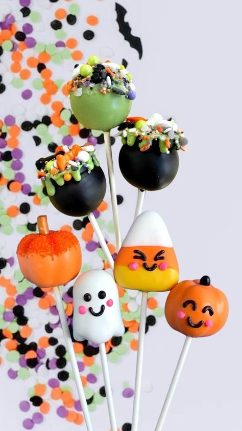 Sweet Whimsy Shop | Cake Pops | Bakery & Tutorials on Reels | MoodMode · Trick-Or-Treat Halloween Easy Cake Pops, Halloween Theme Sweets, Jack O Lantern Cake Pops, How To Make Ghost Cake Pops, Cool Cake Pops, Cute Halloween Cake Pops, Cake Pops Halloween Cakepops, Cake Pop Designs Halloween, Fall Cakepops Ideas