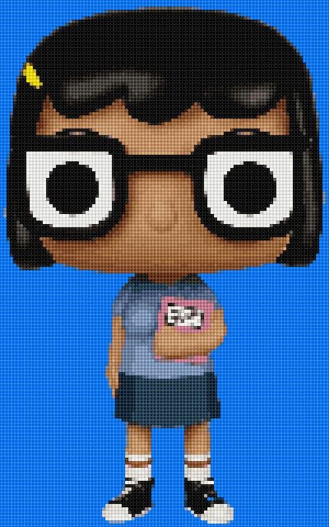 Bobs Burgers Pixel Art Grid, Bobs Burgers Perler Beads, Tina Belcher Cross Stitch, Bobs Burgers Cross Stitch, Cartoon Network Cross Stitch, Tina Belcher, Cute Cross Stitch, Perler Beads Designs, Perler Bead Patterns