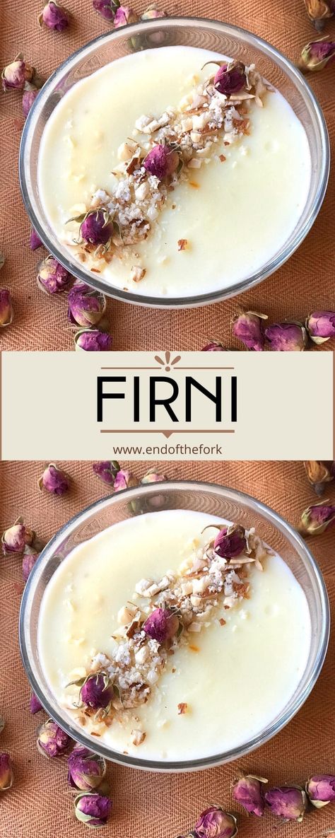 Rice Flour Pudding, Firni Dessert, Rice Flour Desserts, Diy Rice Flour, Fae Food, Firni Recipe, Indian Pudding Recipe, Iranian Desserts, Indian Deserts