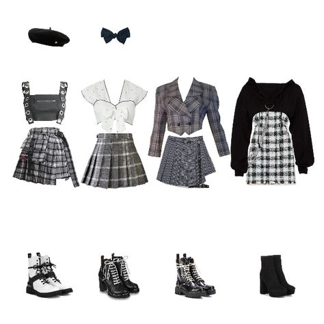 Fashion set 25 created via Korean Outfits Kpop, Preformance Outfits, Grey Skirt, Clothes And Shoes, Boots Suede, Kpop Fashion Outfits, Fancy Outfits, Teenage Fashion Outfits, Performance Outfit