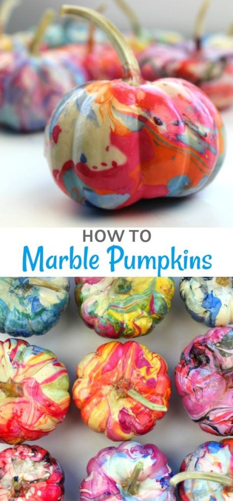 How to marble a pumpkin using nail polish Marbled Pumpkins, Fall Pumpkins Painting, No Carve Pumpkin Decorating, Nail Polish Crafts, Pumpkin Nails, Halloween Everyday, Pumpkin Painting, Cadeau Diy, Pumpkin Crafts