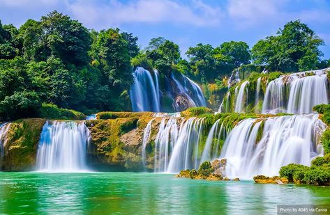 Ban Gioc Detian Waterfalls - closeup Cao Bang, Natural Waterfalls, Vietnam Voyage, Waterfall Scenery, Visit Vietnam, Vietnam Tours, Travel Hack, Largest Waterfall, North Vietnam