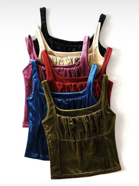 Fe Clothing, Velvet Cami, Velvet Vest, Velvet Tank Top, Velvet Tank, Outer Wear, Gold Velvet, Swimming Costume, Style Clothes