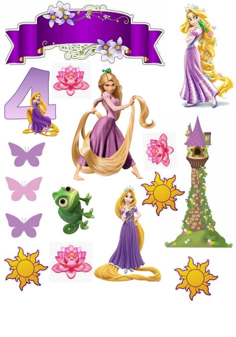 Rapunzel Topper Printable, Rapunzel Number Cake, Rapunzel Cake Topper Printable, Rapunzel Cake Topper, Frozen Elsa Cake Topper, Rapunzel Characters, Rapunzel Birthday Cake, Elsa Cake Toppers, Disney Princess Cake Topper